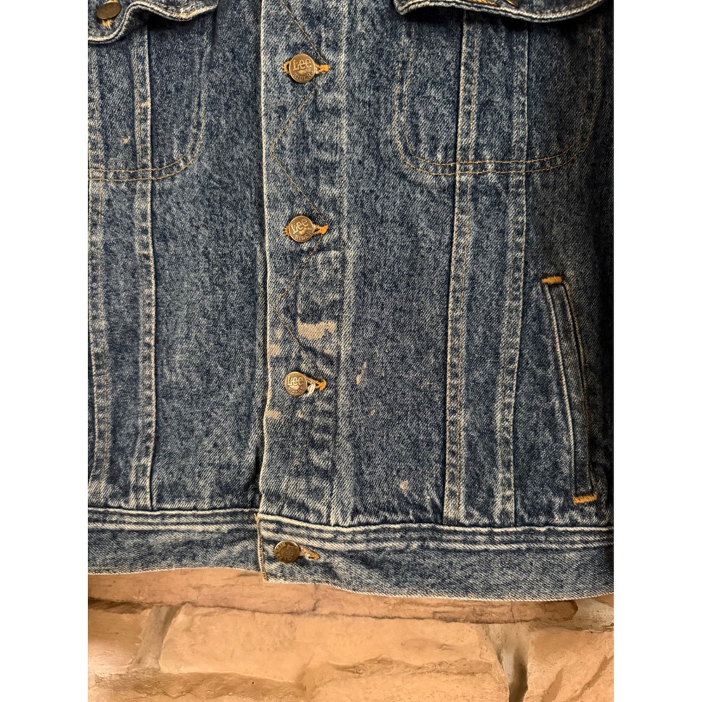 Lee Riders Vintage Denim Trucker Jacket Mens XL Medium Wash Blue USA Made FLAW - Picture 8 of 11